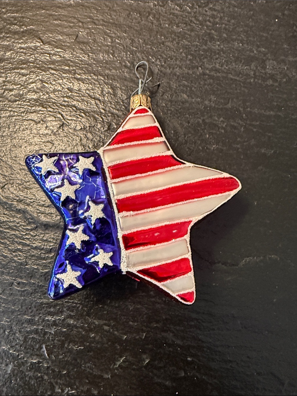 America’s 250th Blown Glass Star Ornament - Red White Blue